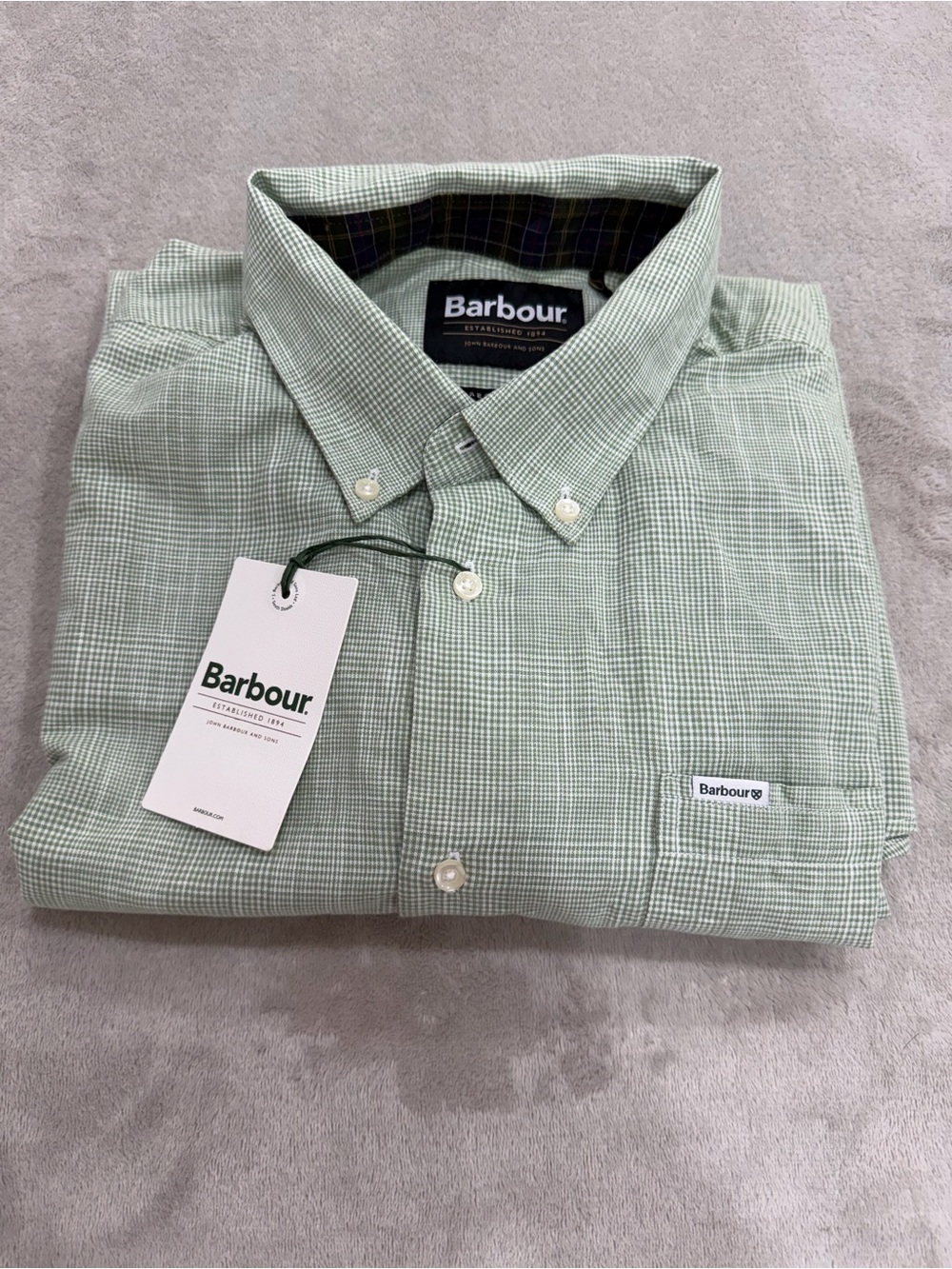 Barbour Fleming Linen Blend Shirt Men’s L Loden Green NWT